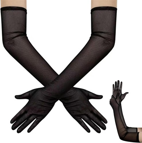 Damen tüll handschuhe 55cm - tüll,