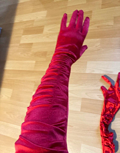 Lange handschuhe rot glänzend - handschuhe,