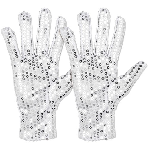 Pailletten handschuhe silbern - pailletten,